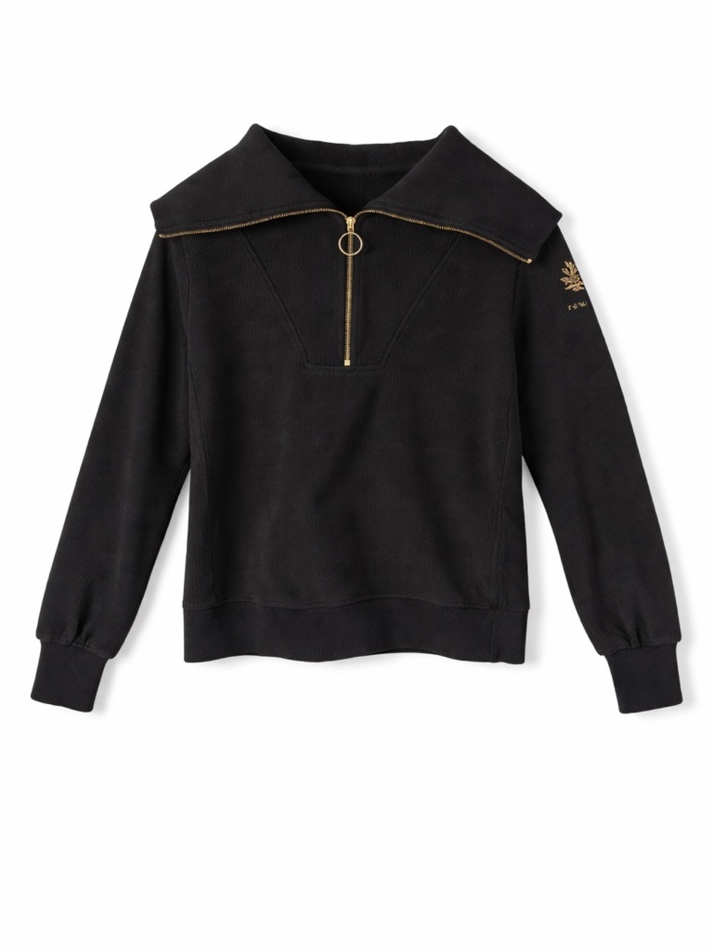 Varley Ten Oaks Logo Womens Black Quarter Zip Sweatshirt Medium Gold - Picture 8 of 8